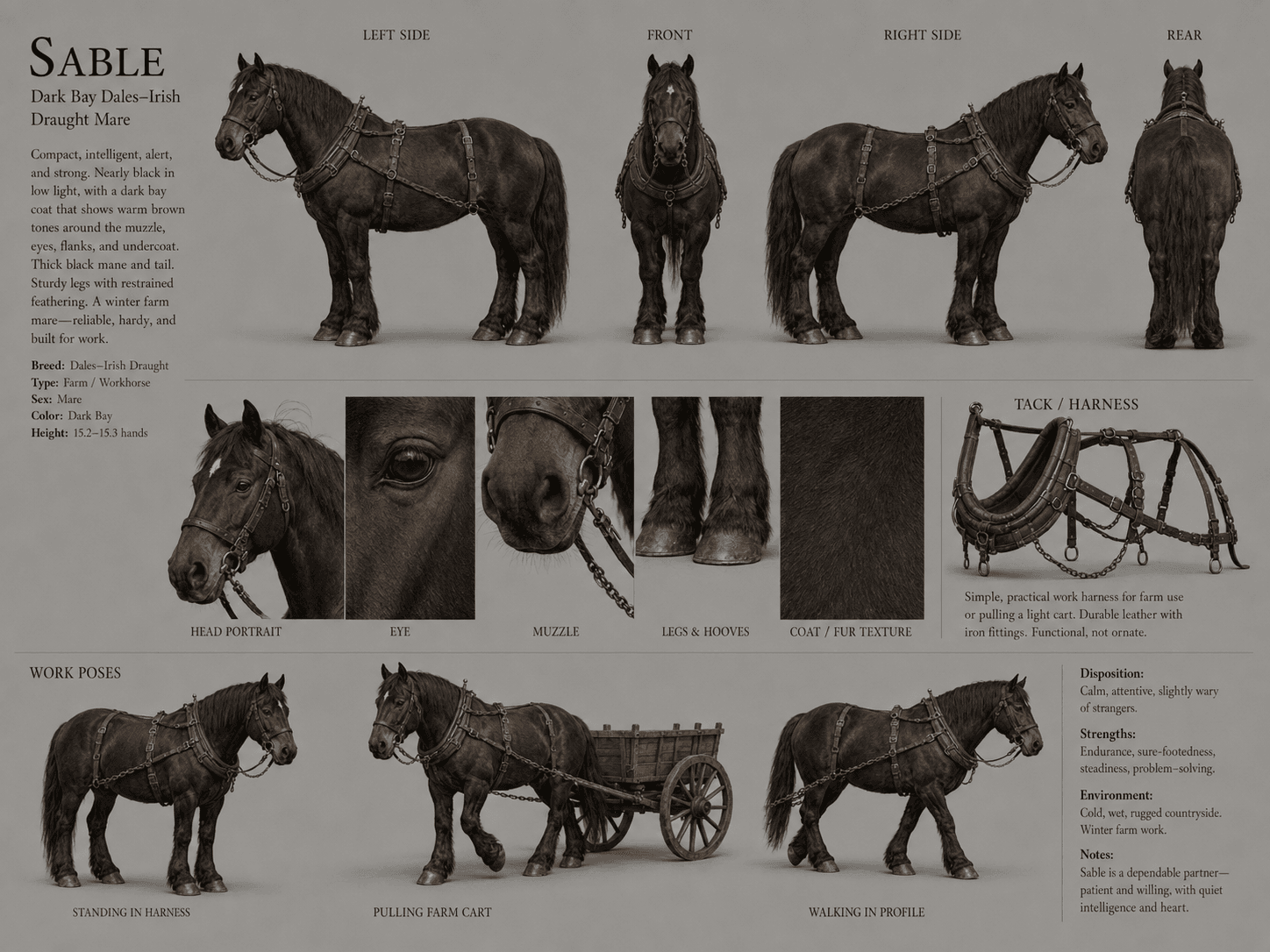 Sable — the family's escape mare, dark-coated